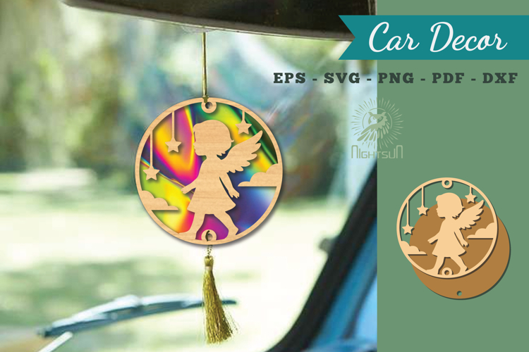 Angel Kids Lasercut Car Decor SVG
