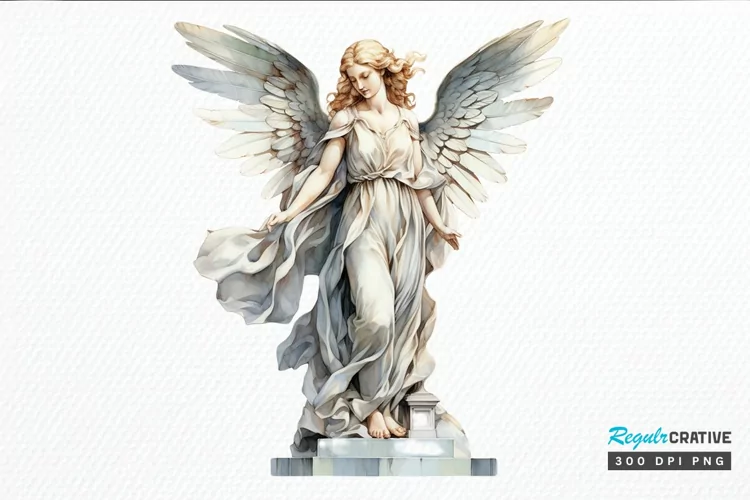 Angel Statue Watercolor PNG Clipart