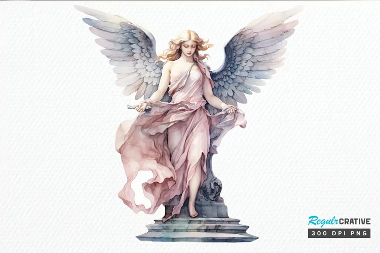Angel Statue Watercolor PNG Clipart