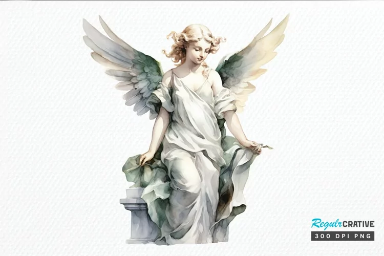 Angel Statue Watercolor PNG Clipart