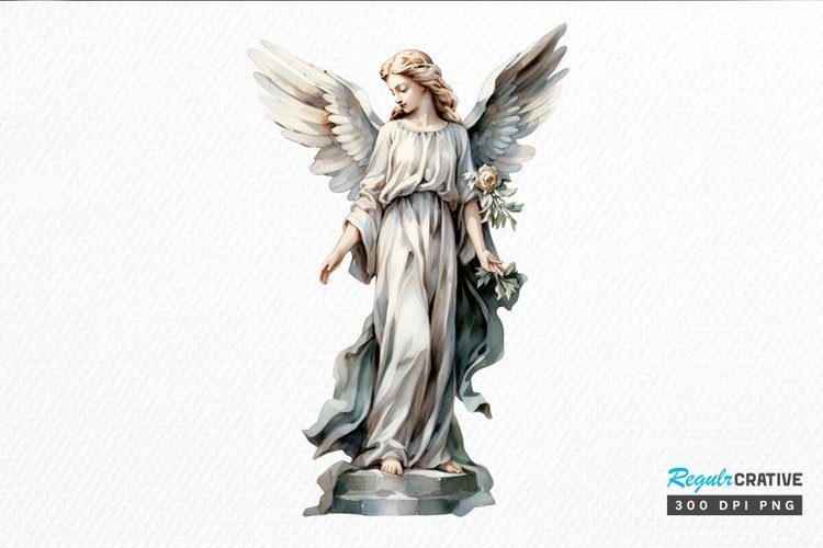 Angel Statue Watercolor PNG Clipart example image 1