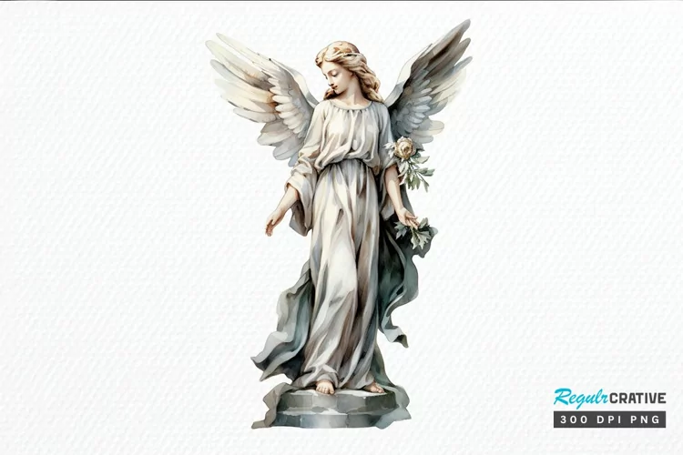 Angel Statue Watercolor PNG Clipart