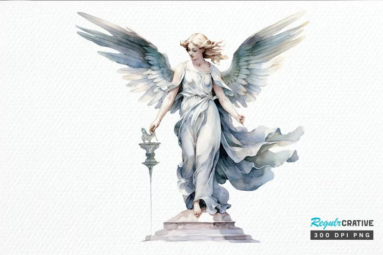 Angel Statue Watercolor PNG Clipart