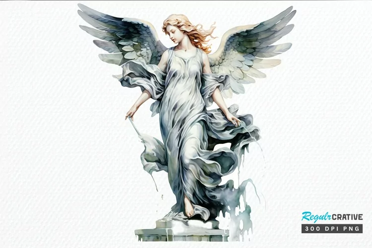 Angel Statue Watercolor PNG Clipart