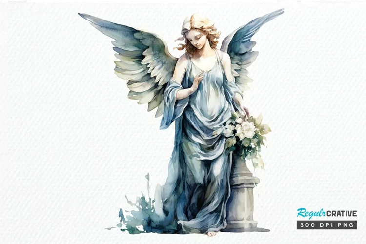 Angel Statue Watercolor PNG Clipart