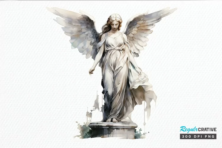 Angel Statue Watercolor PNG Clipart