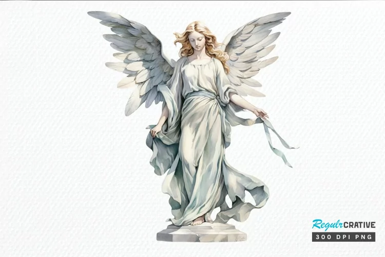 Angel Statue Watercolor PNG Clipart
