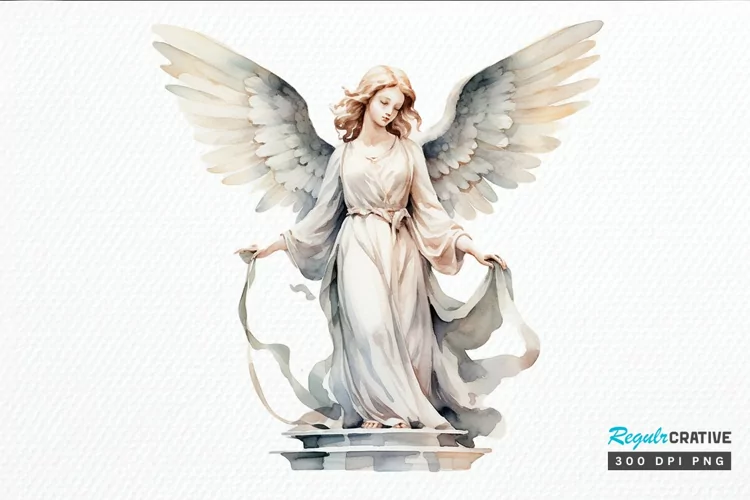Angel Statue Watercolor PNG Clipart