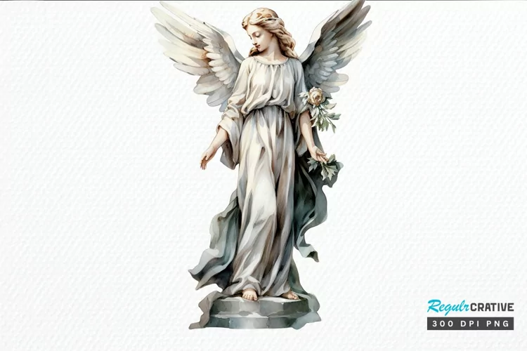 Angel Statue Watercolor PNG Clipart