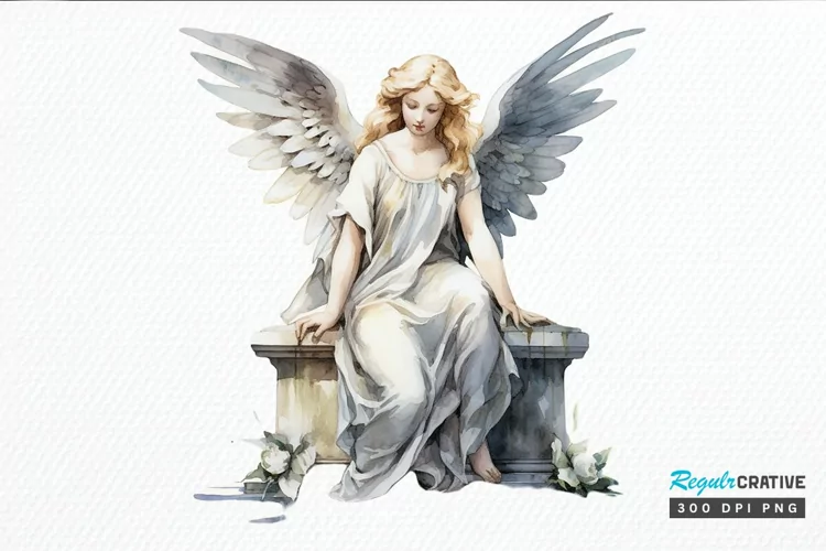 Angel Statue Watercolor PNG Clipart