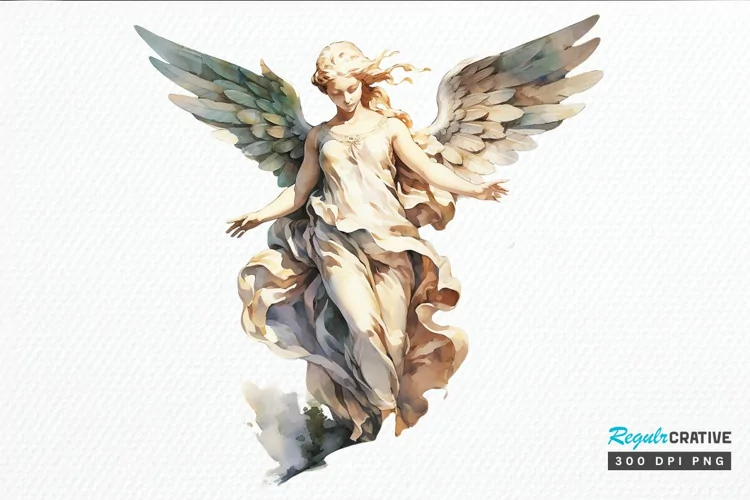 Angel Statue Watercolor PNG Clipart