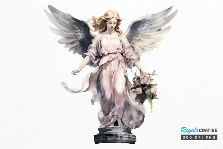 Angel Statue Watercolor PNG Clipart