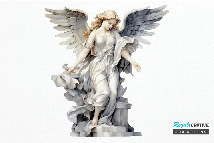 Angel Statue Watercolor PNG Clipart