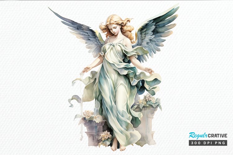 Angel Statue Watercolor PNG Clipart example image 1