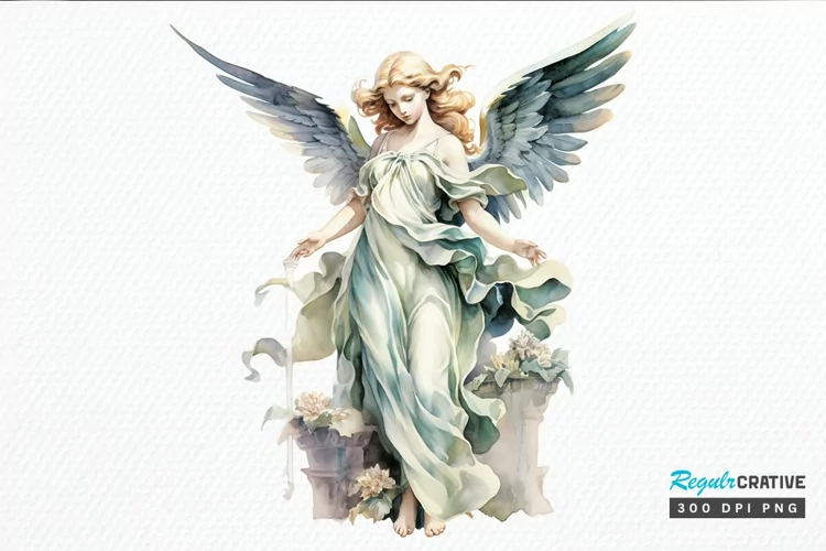 Angel Statue Watercolor PNG Clipart