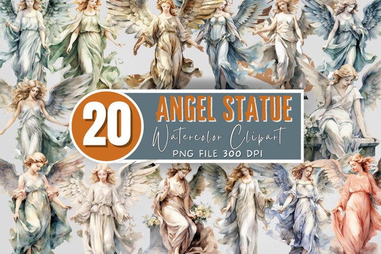 Angel Statue Watercolor Sublimation Clipart