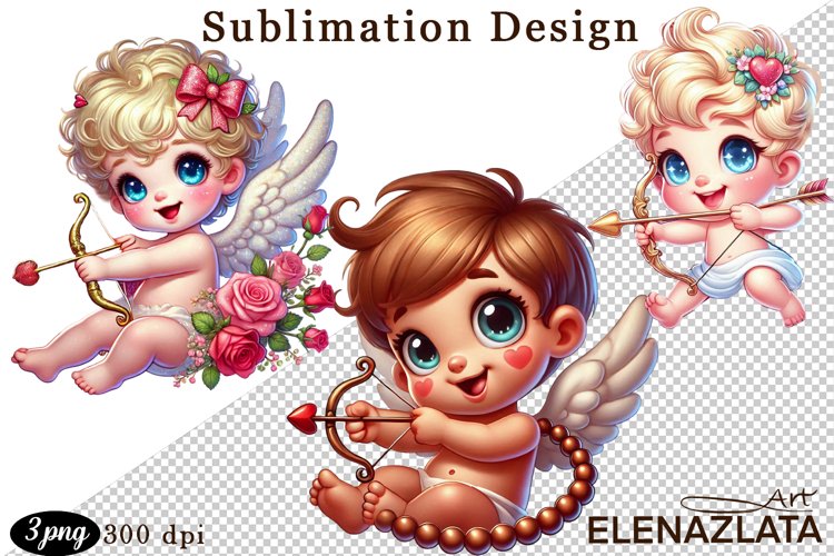 Valentines Heart and angel Clipart. Love png