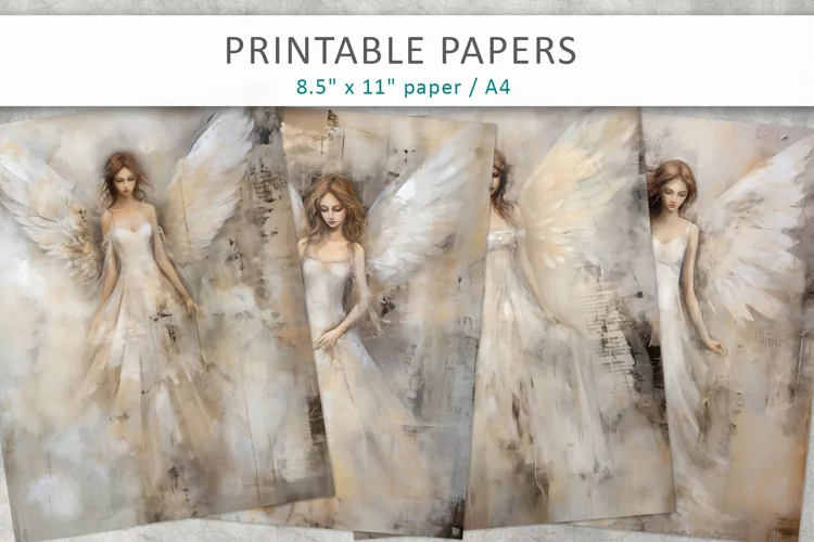 Vintage Angel Junk Journal, digital paper