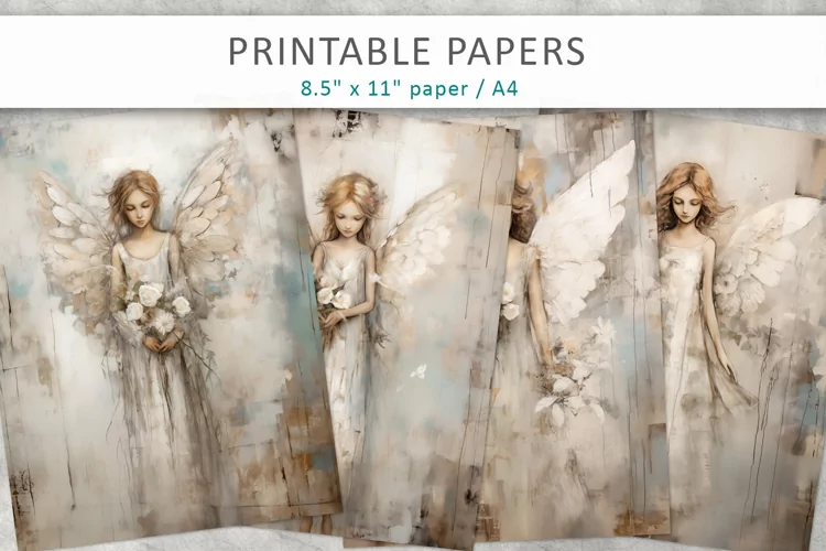Vintage Angel Junk Journal, digital paper
