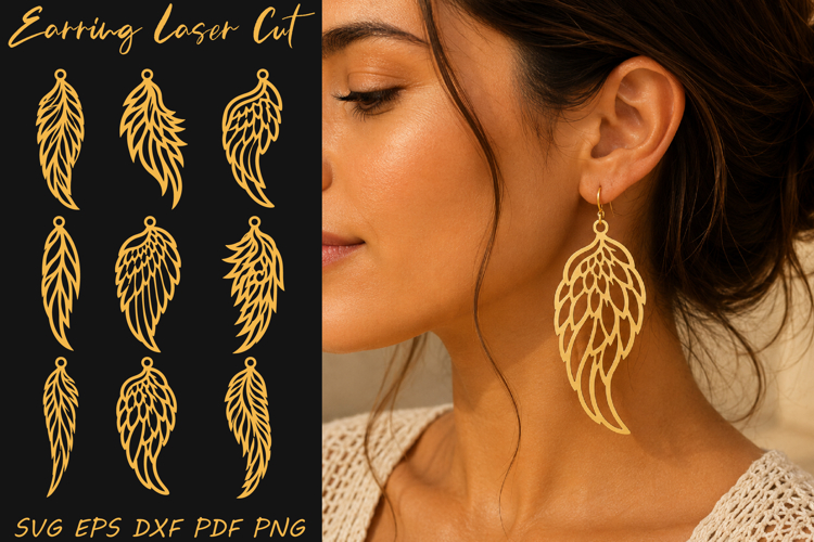 Angel Wings Earrings Laser Cut SVG