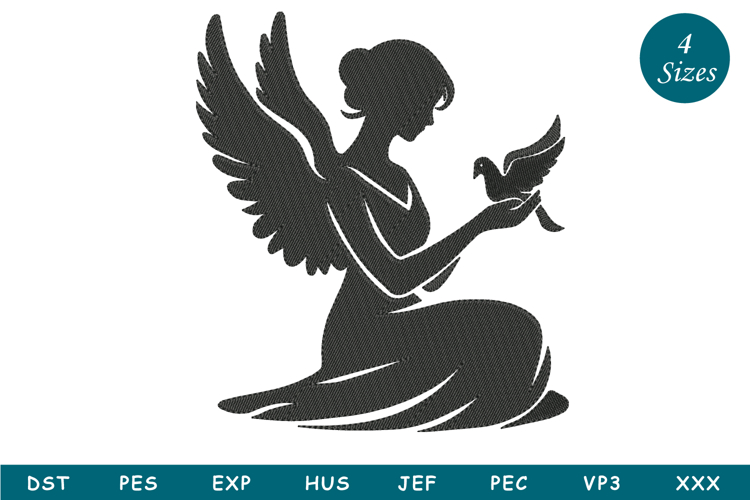 Angel With Dove Machine Embroidery