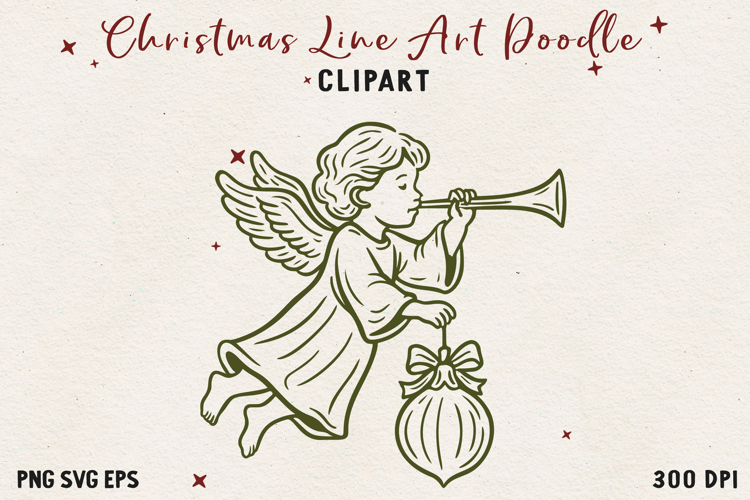 Vintage Hand-Drawn Christmas Illustration| Line Art Clipart