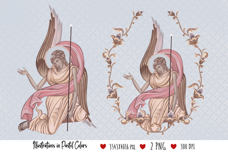 Angel. Illustration in Byzantine Style