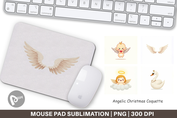 Angelic Christmas Coquette Mouse Pad