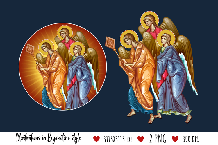 Angels. Illustration in Byzantine Style