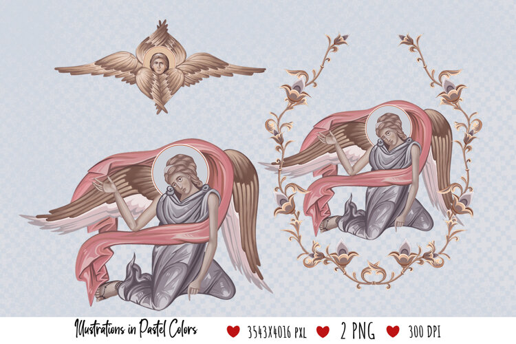 Christian Illustration with Angel in Byzantine Style example image 1
