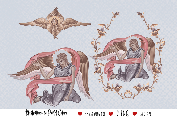 Christian Illustration with Angel in Byzantine Style