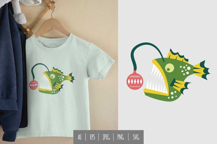 Anglerfish and Christmas Bauble illustration example image 1