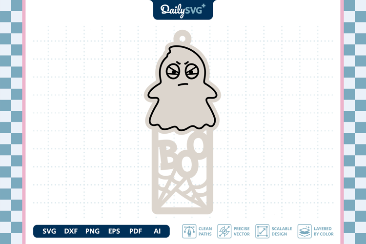 Cute Ghost Bookmark SVG Halloween Spooky Cut File