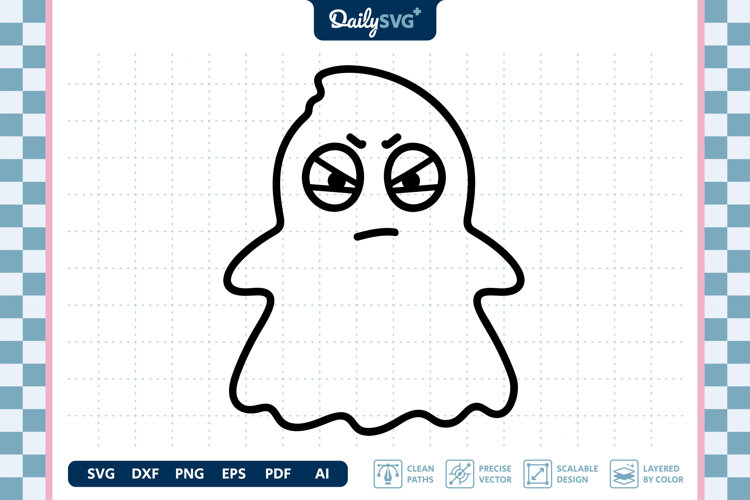 Angry Cute Ghost SVG Halloween Kawaii Spooky Cut File example image 1