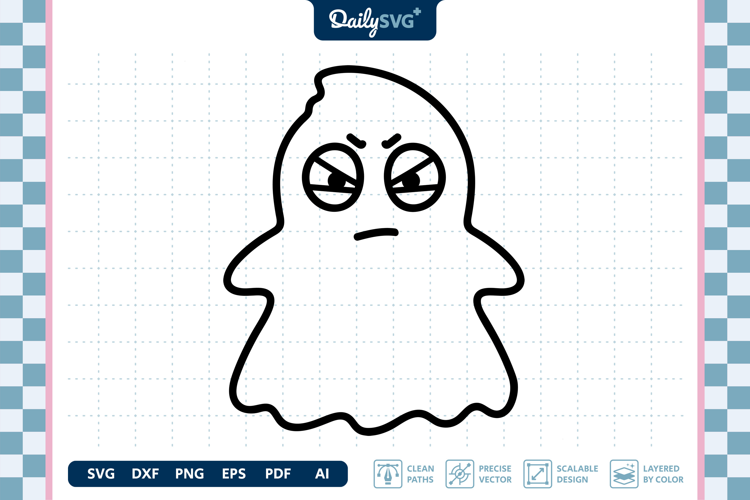 Angry Cute Ghost SVG Halloween Kawaii Spooky Cut File