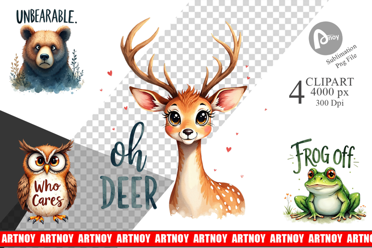 Angry Forest Animal Art Clipart