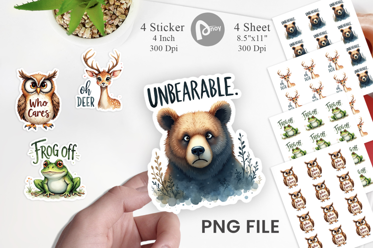 Angry Forest Animal Art Sticker