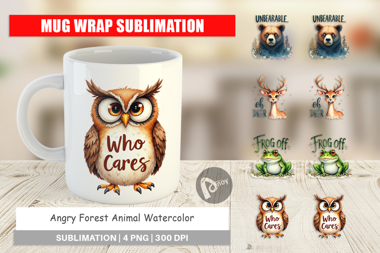 Angry Forest Animal Art Mug Wrap