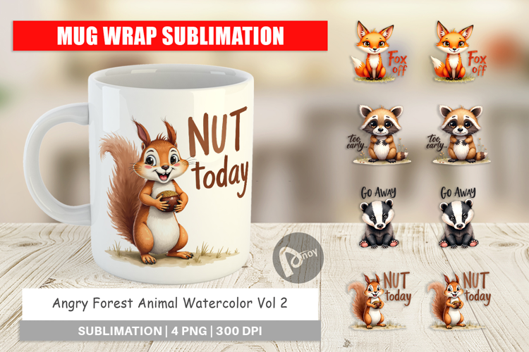 Angry Forest Animal Art Mug Wrap