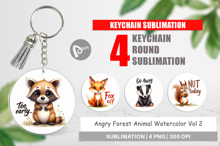 Angry Forest Animal Art Keychain