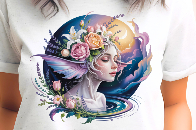Floral River Fairy PNG Sublimation