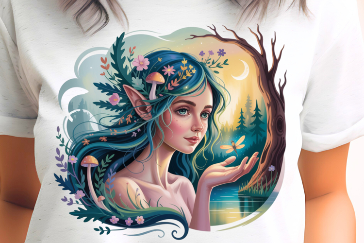 Blue Fairy with Dragonfly PNG Sublimation