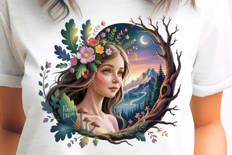 Autumn Fairy with Mountain PNG Sublimation