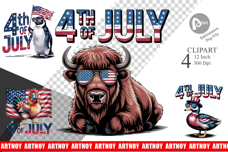4th of July Animal Clipart example image 1