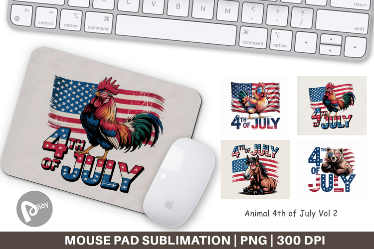 Mouse Pad 4th of July Animal