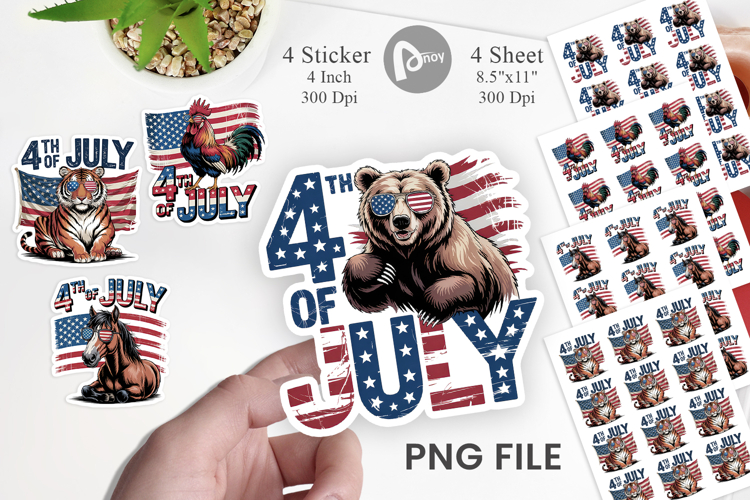 4th of July Animal Sticker