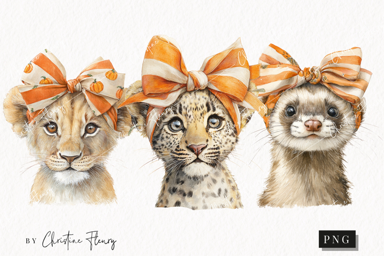Cute Animals With Bows | Fall PNG