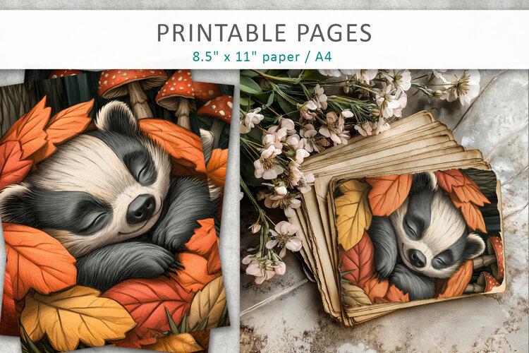 Autumn Animal Paper, Junk Journal example image 1