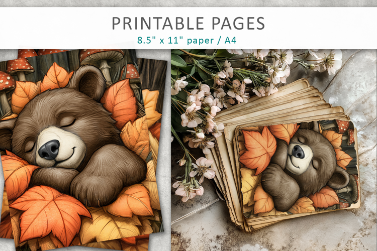 Autumn Animal Junk Journal, Fall Scrapbook Pages