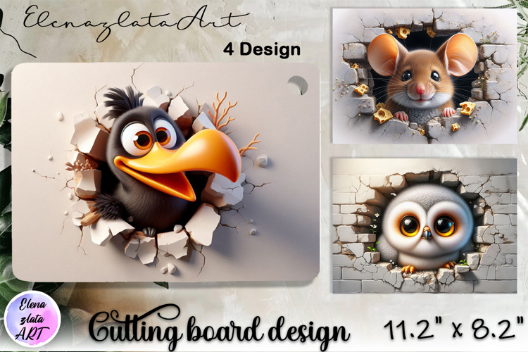 Cute animal Cutting Board Designs, Broken Brick Wall
